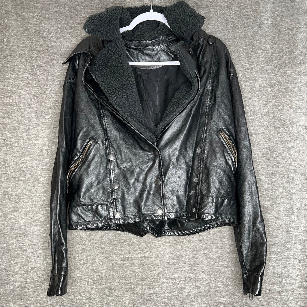 Free People Moto Faux Leather Jacket | Black